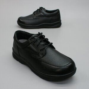 APEX Mens 11.5 X Wide Ariya Y900M Orthopedic Pebbled Black Leather Walking Shoes